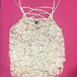 Express white lace tank